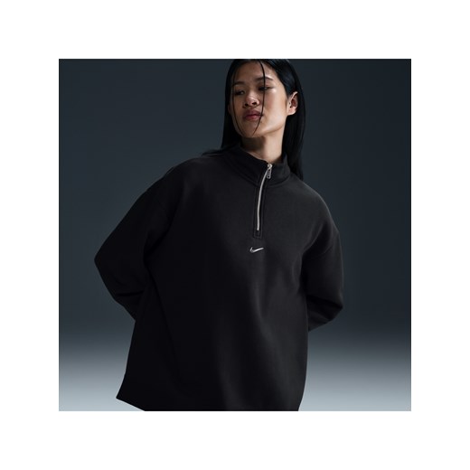 Damska dzianinowa bluza z zamkiem 1/4 Nike Sportswear - Czerń ze sklepu Nike poland w kategorii Bluzy damskie - zdjęcie 178605634