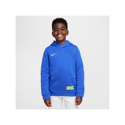 Bluza piłkarska z kapturem dla dużych dzieci (chłopców) Nike FC Barcelona Club (wersja trzecia) - Niebieski ze sklepu Nike poland w kategorii Bluzy chłopięce - zdjęcie 178605813