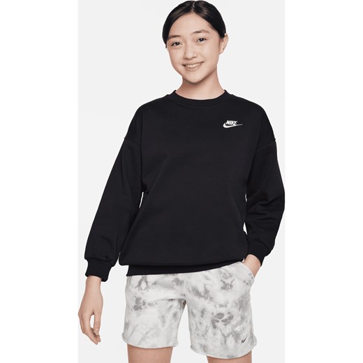 Bluza dresowa o kroju oversize dla dużych dzieci Nike Sportswear Club Fleece - Czerń ze sklepu Nike poland w kategorii Bluzy dziewczęce - zdjęcie 178605943