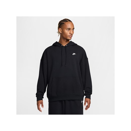 Męska bluza z kapturem z dzianiny dresowej o kroju oversize Nike Club Fleece - Czerń ze sklepu Nike poland w kategorii Bluzy męskie - zdjęcie 178606331