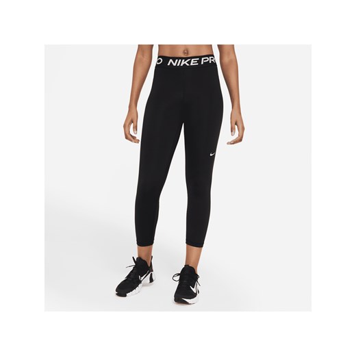 Damskie legginsy ze średnim stanem o skróconym kroju ze wstawkami z siateczki Nike Pro - Czerń ze sklepu Nike poland w kategorii Spodnie damskie - zdjęcie 178606451