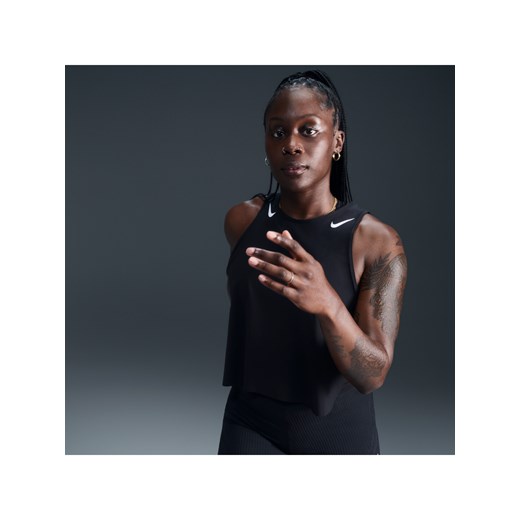 Damska koszulka bez rękawów o skróconym kroju do biegania Dri-FIT ADV Nike AeroSwift - Czerń ze sklepu Nike poland w kategorii Bluzki damskie - zdjęcie 178606494