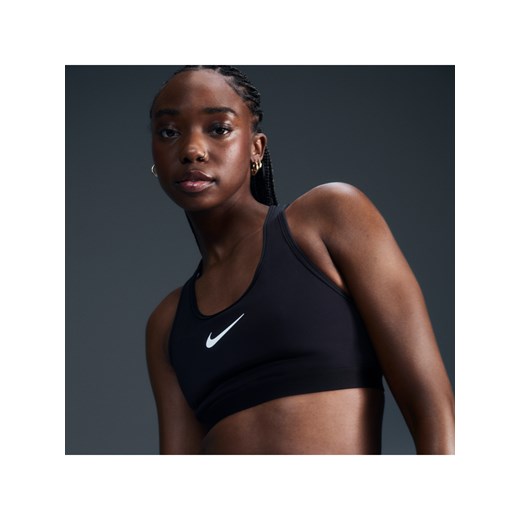 Damski regulowany stanik sportowy z miękkimi miseczkami Nike Swoosh High Support - Czerń ze sklepu Nike poland w kategorii Biustonosze - zdjęcie 178606683