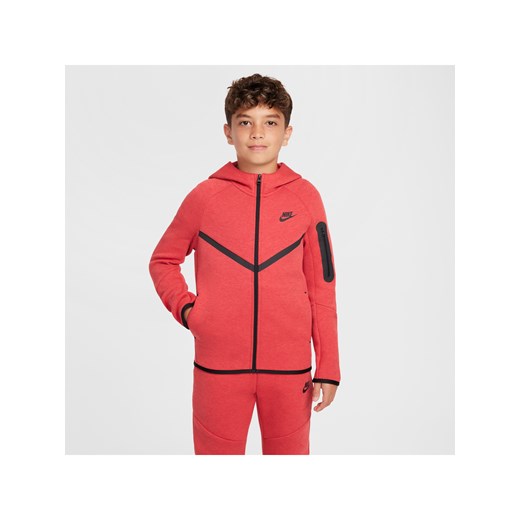 Rozpinana bluza z kapturem dla dużych dzieci Nike Sportswear Tech Fleece - Czerwony ze sklepu Nike poland w kategorii Bluzy chłopięce - zdjęcie 178607192