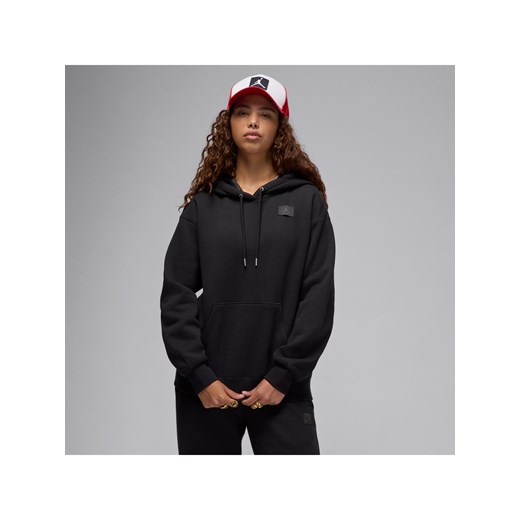 Damska bluza z kapturem z satynową podszewką Jordan Flight Fleece - Czerń ze sklepu Nike poland w kategorii Bluzy damskie - zdjęcie 178607200
