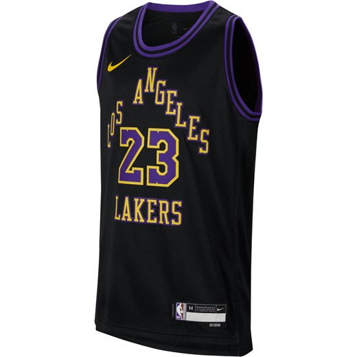 Koszulka dla dużych dzieci Nike Dri-FIT NBA Swingman LeBron James Los Angeles Lakers City Edition 2023/24 - Czerń ze sklepu Nike poland w kategorii T-shirty chłopięce - zdjęcie 178607201
