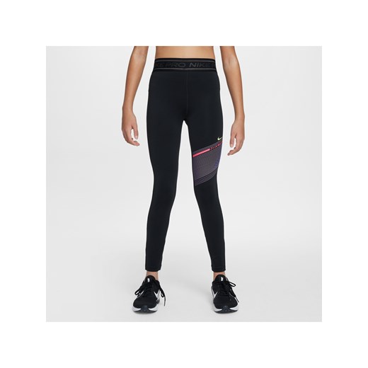 Dziewczęce legginsy ze średnim stanem Dri-FIT Nike Pro - Czerń ze sklepu Nike poland w kategorii Spodnie dziewczęce - zdjęcie 178608070