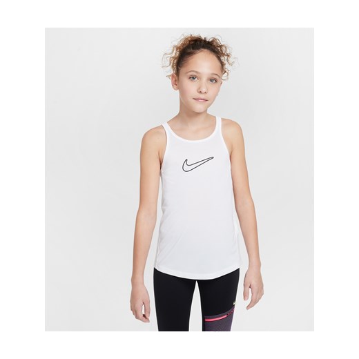 Koszulka bez rękawów dla dużych dzieci (dziewcząt) Dri-FIT Nike One Classic - Biel ze sklepu Nike poland w kategorii Bluzki dziewczęce - zdjęcie 178608102