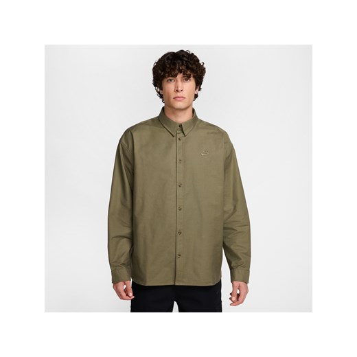 Męska koszula oxford o kroju oversize z długim rękawem Nike Club - Zieleń ze sklepu Nike poland w kategorii Koszule męskie - zdjęcie 178608161