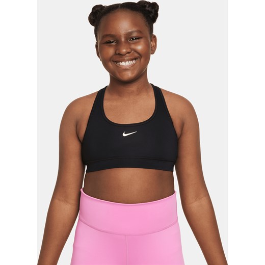 Dziewczęcy stanik sportowy Nike Swoosh (szersze rozmiary) - Czerń ze sklepu Nike poland w kategorii Biustonosze - zdjęcie 178608242