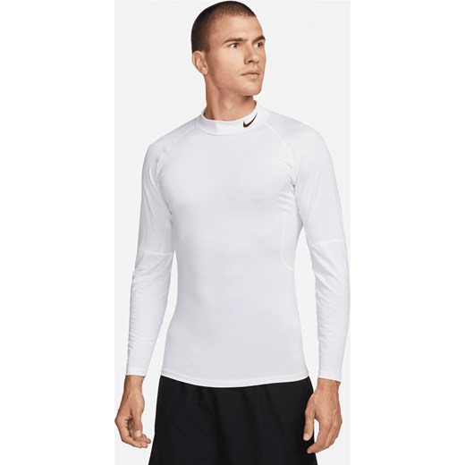 Męska koszulka z długim rękawem i półgolfem do fitnessu Dri-FIT Nike Pro - Biel ze sklepu Nike poland w kategorii T-shirty męskie - zdjęcie 178608310
