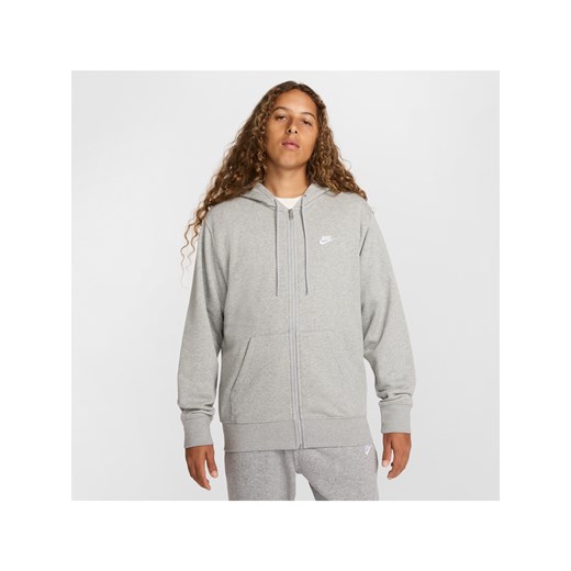 Męska rozpinana bluza dzianinowa z kapturem Nike Club - Szary ze sklepu Nike poland w kategorii Bluzy męskie - zdjęcie 178608394