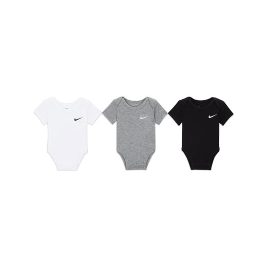 Body dla niemowląt (0–9 M) Nike Swoosh (3 szt.) - Czerń ze sklepu Nike poland w kategorii Odzież dla niemowląt - zdjęcie 178608432