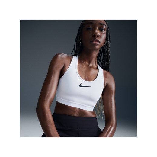 Damski regulowany stanik sportowy z miękkimi miseczkami Nike Swoosh High Support - Biel ze sklepu Nike poland w kategorii Biustonosze - zdjęcie 178608561