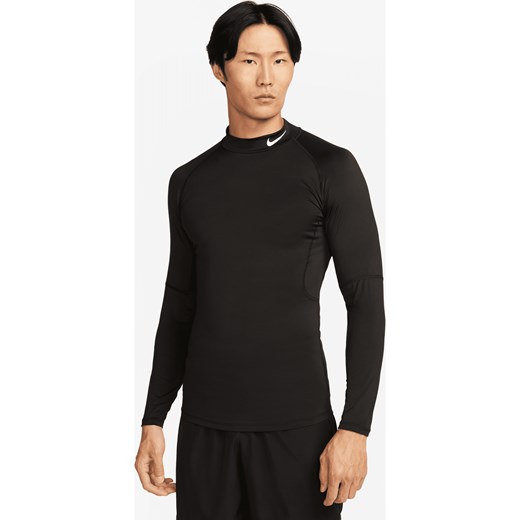 Męska koszulka z długim rękawem i półgolfem do fitnessu Dri-FIT Nike Pro - Czerń ze sklepu Nike poland w kategorii T-shirty męskie - zdjęcie 178608792