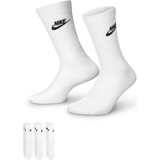 Klasyczne skarpety Nike Sportswear Everyday Essential (3 pary) - Biel ze sklepu Nike poland w kategorii Skarpetki damskie - zdjęcie 178609040