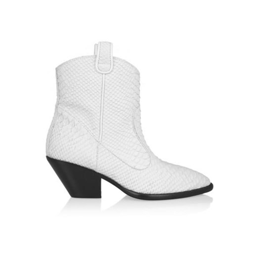 Snake-effect leather ankle boots net-a-porter szary 