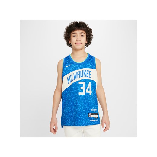 Koszulka dla dużych dzieci Nike Dri-FIT NBA Swingman Giannis Antetokounmpo Milwaukee Bucks City Edition 2023/24 - Niebieski ze sklepu Nike poland w kategorii T-shirty chłopięce - zdjęcie 178609303