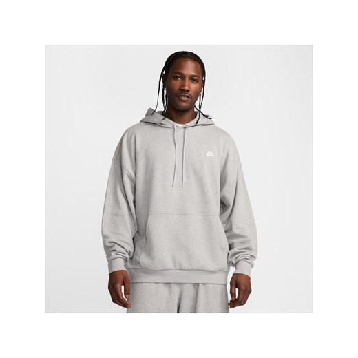 Męska bluza z kapturem z dzianiny dresowej o kroju oversize Nike Club Fleece - Szary ze sklepu Nike poland w kategorii Bluzy męskie - zdjęcie 178609363