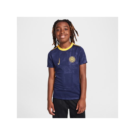Przedmeczowa koszulka piłkarska dla dużych dzieci Nike Dri-FIT Inter Mediolan Academy Pro (wersja trzecia) - Niebieski ze sklepu Nike poland w kategorii T-shirty chłopięce - zdjęcie 178609574