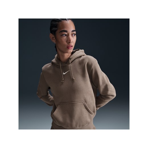 Damska bluza z kapturem Nike Sportswear Phoenix Fleece - Brązowy ze sklepu Nike poland w kategorii Bluzy damskie - zdjęcie 178609702