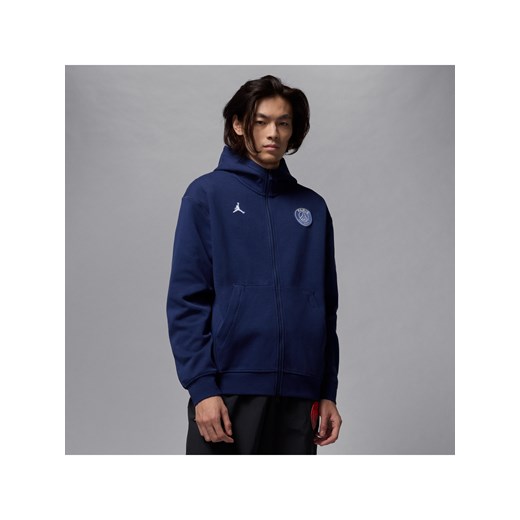 Męska bluza z kapturem i zamkiem na całej długości Dri-FIT Paris Saint-Germain Hoop Fleece - Niebieski ze sklepu Nike poland w kategorii Bluzy męskie - zdjęcie 178609883
