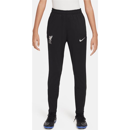 Dzianinowe spodnie piłkarskie dla dużych dzieci Nike Dri-FIT Liverpool F.C. Strike - Czerń ze sklepu Nike poland w kategorii Spodnie chłopięce - zdjęcie 178610280