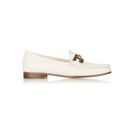 Horsebit-detailed leather loafers net-a-porter bezowy 