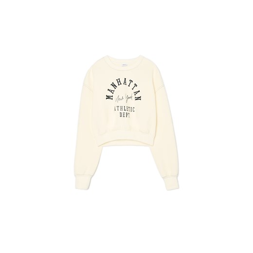 Cropp - Biała bluza z napisami - biały ze sklepu Cropp w kategorii Bluzy damskie - zdjęcie 178612662