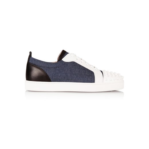 Louis Junior spiked leather and denim sneakers net-a-porter szary 