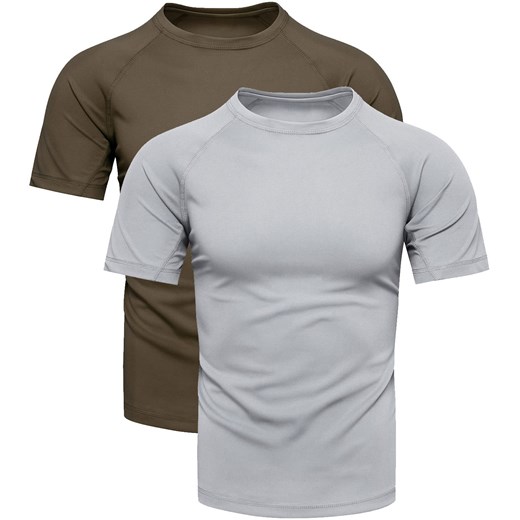 Dwupak męski t-shirt khaki i szary Recea ze sklepu Recea.pl w kategorii T-shirty męskie - zdjęcie 178614260