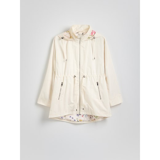 Reserved - Taliowana kurtka z kapturem - złamana biel Reserved S Reserved