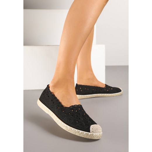 Czarne Ażurowe Espadryle Vices z Ozdobną Plecionką Arivrae ze sklepu born2be.pl w kategorii Espadryle damskie - zdjęcie 178618584