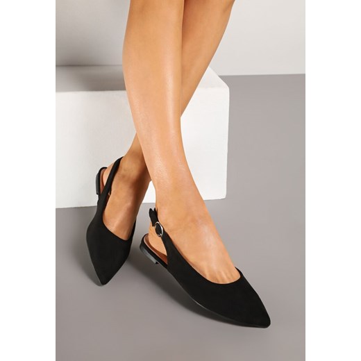 Czarne Sandały na Płaskiej Podeszwie Typu Slingback Nonarielae ze sklepu renee.pl w kategorii Balerinki - zdjęcie 178618762
