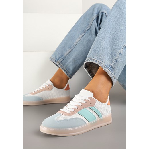 Biało-Niebieskie Sneakersy Tenisówki Ozdobione Paskami Amodira ze sklepu renee.pl w kategorii Buty sportowe damskie - zdjęcie 178618810