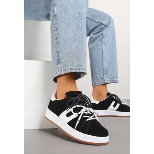 Czarne Sneakersy Ozdobione Geometrycznym Motywem Telindrela ze sklepu renee.pl w kategorii Buty sportowe damskie - zdjęcie 178618864