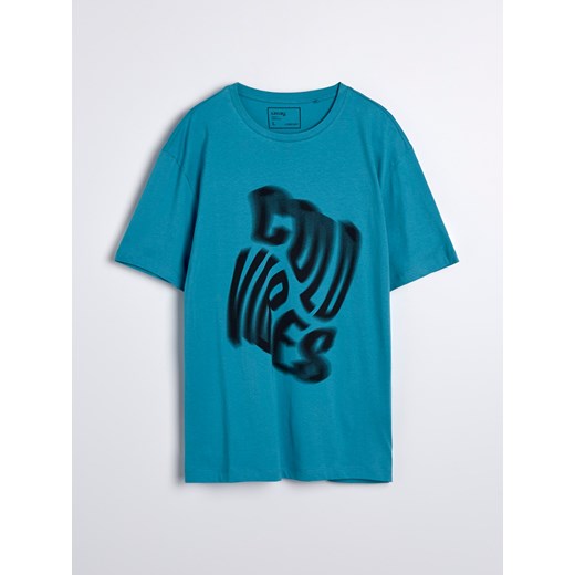 Sinsay t-shirt męski z nadrukami młodzieżowy z krótkim rękawem 