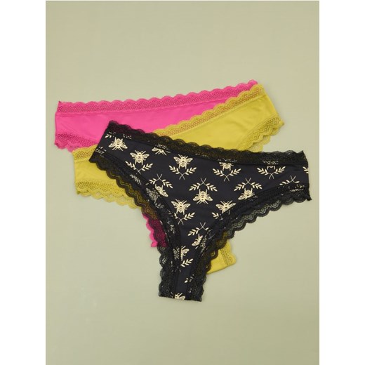 Sinsay - Majtki brazyliany 3 pack - wielobarwny ze sklepu Sinsay w kategorii Majtki damskie - zdjęcie 178620292