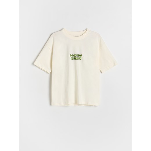 T-shirt chłopięce Reserved biały bawełniany 