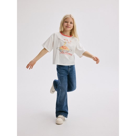 Reserved - T-shirt z aplikacją - koralowy ze sklepu Reserved w kategorii Bluzki dziewczęce - zdjęcie 178620720