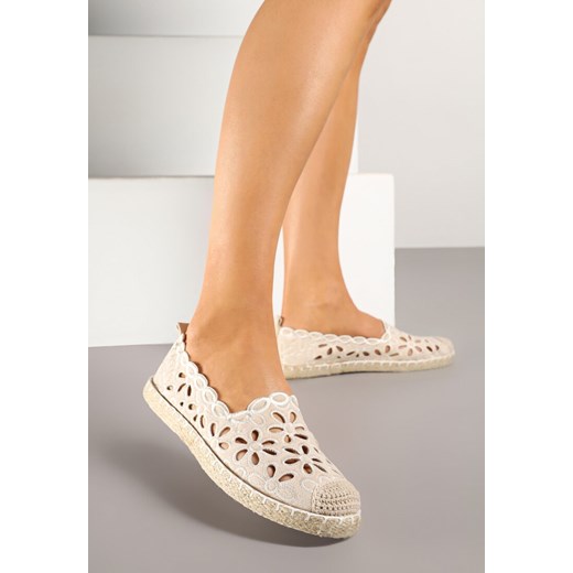 Beżowe Espadryle Vices Ozdobione Ażurowym Wzorem i Ozdobną Plecionką Arivosa ze sklepu renee.pl w kategorii Espadryle damskie - zdjęcie 178622252