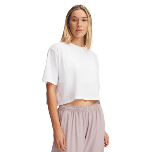 Damski t-shirt crop-top Under Armour UA Rival SS - biały ze sklepu Sportstylestory.com w kategorii Bluzki damskie - zdjęcie 178625490