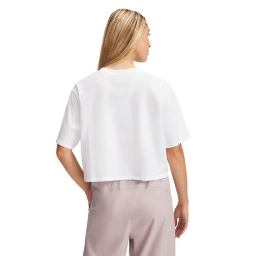 Damski t-shirt crop-top Under Armour UA Rival SS - biały ze sklepu Sportstylestory.com w kategorii Bluzki damskie - zdjęcie 178625491