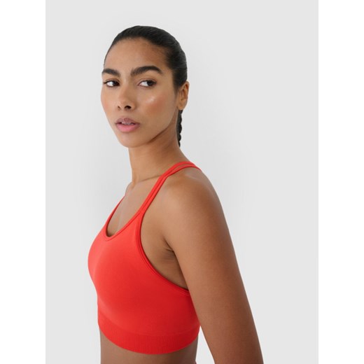 Damski biustonosz treningowy 4F 4FRSS25USBAF211 - czerwony XS/S Sportstylestory.com