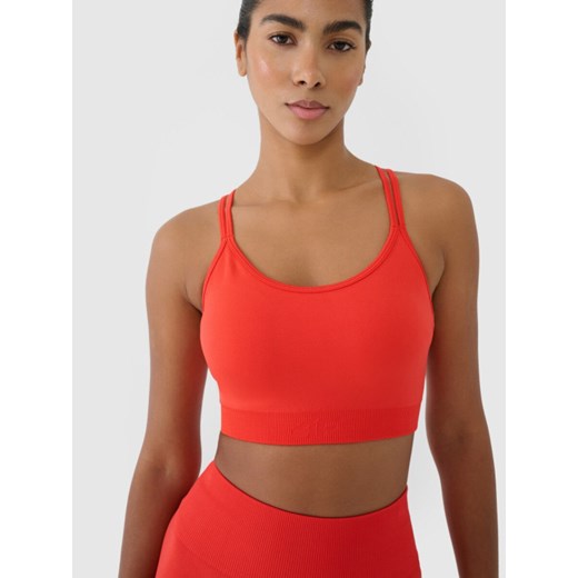 Damski biustonosz treningowy 4F 4FRSS25USBAF211 - czerwony XS/S Sportstylestory.com
