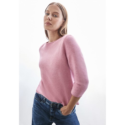 Sweter damski różowy Street One z okrągłym dekoltem