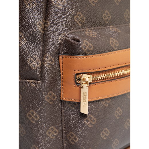 Plecak damski ze skóry ekologicznej z monogramem brązowy Elores 803 ONE SIZE Big Star