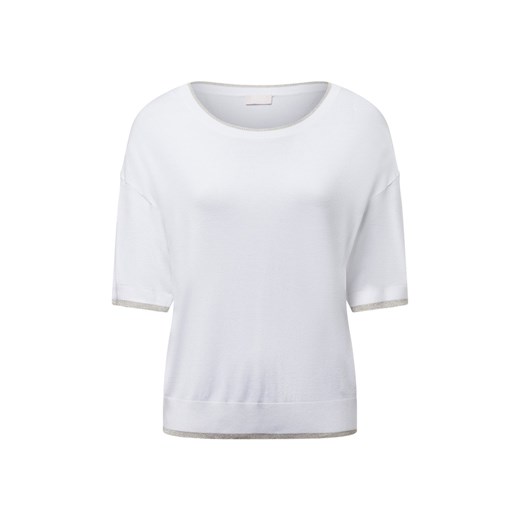Liu Jo Collection Sweter damski z krótkim rękawem - Bianco Iana Kobiety biały jednolity ze sklepu vangraaf w kategorii Swetry damskie - zdjęcie 178635454