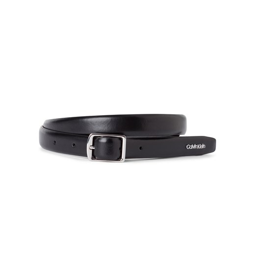 Calvin Klein Damski pasek ze skóry nappa - Slim Square Buckle Belt Kobiety skóra czarny jednolity ze sklepu vangraaf w kategorii Paski damskie - zdjęcie 178635483