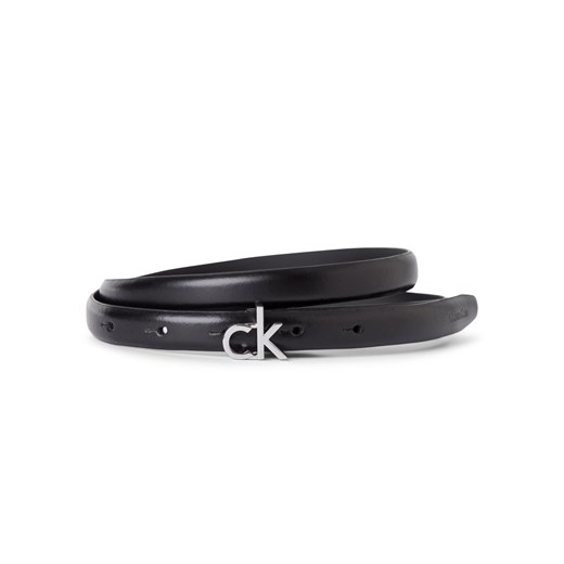 Calvin Klein Damski pasek ze skóry nappa - CK Buckle Skinny Belt Kobiety skóra czarny jednolity ze sklepu vangraaf w kategorii Paski damskie - zdjęcie 178635484